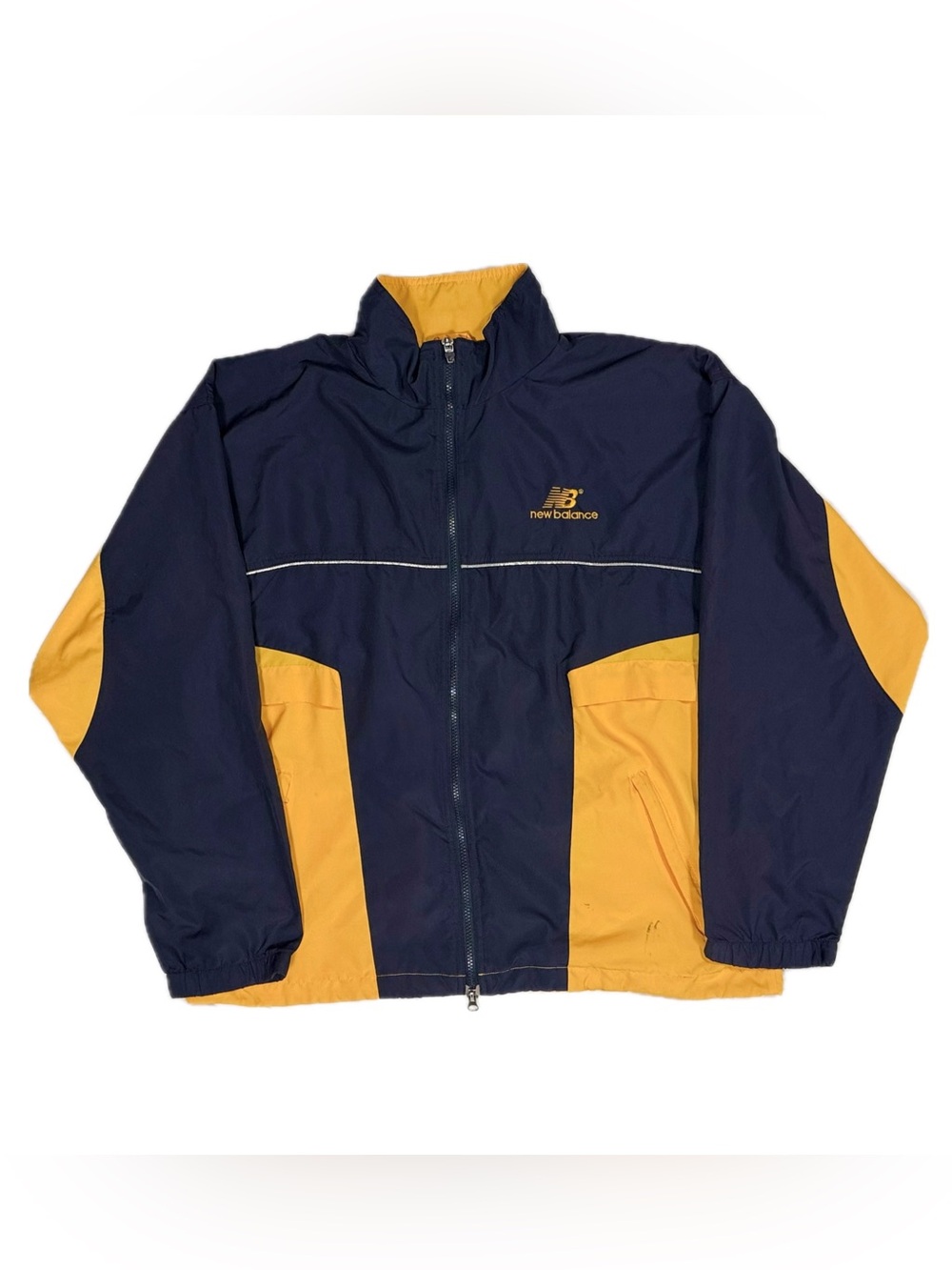 Vintage 90s New Balance navy yellow zip up windbreaker track jacket men’s large
